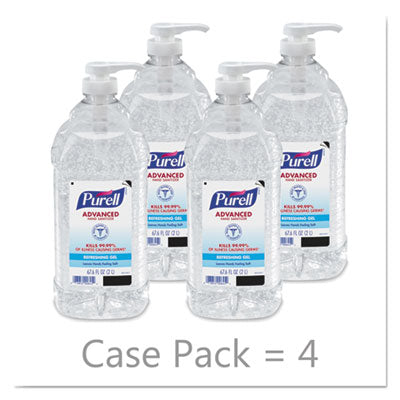 Purell Advanced Refreshing Gel Hand Sanitizer, 2 L Pump Bottle, Clean Scent, 4/Carton