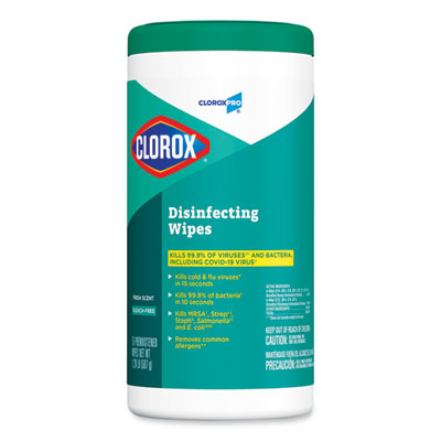 Clorox Disinfecting Wipes, 7 x 8, Fresh Scent, 75/Canister, 6/Carton